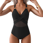 Damen Einteiliger Badeanzug mit stylishen Mesh-Elementen R&B