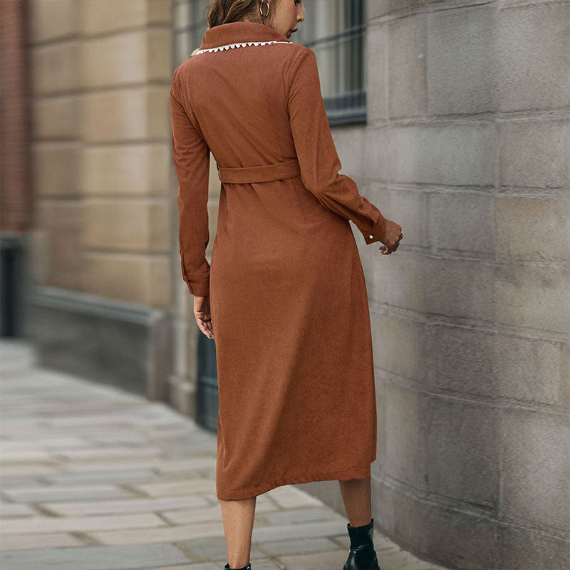 Damen Hemdkleid mit eleganter Knopfleiste und schickem Taillengürtel R&B