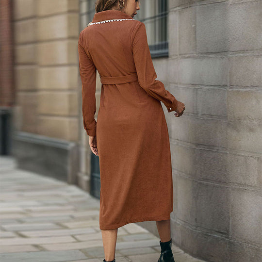 Damen Hemdkleid mit eleganter Knopfleiste und schickem Taillengürtel R&B