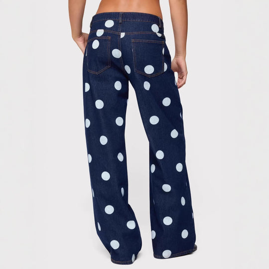 Damen Polka-Dot Denim-Set mit lässiger Schnittführung und angesagten Details R&B