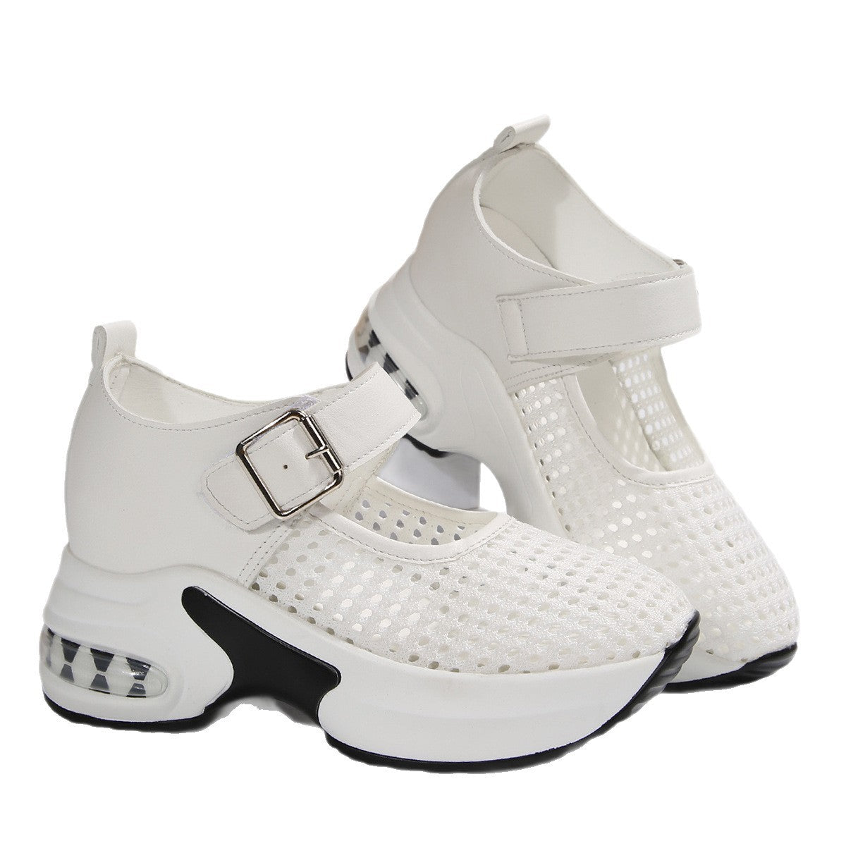 Damen Sportliche Sneakers mit atmungsaktivem Netzdesign und verstellbarem Riemen