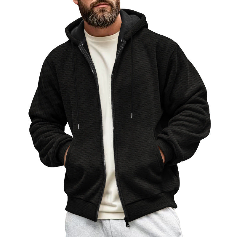 Herren sportliche Kapuzenjacke aus atmungsaktivem Material mit seitlichen Reißverschlusstaschen R&B