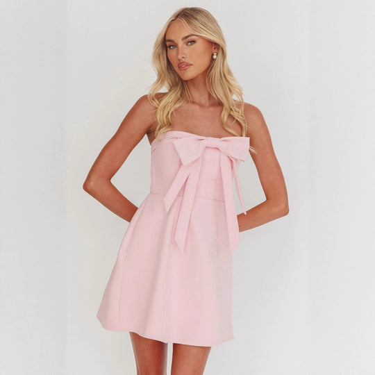 Damen Charmantes Mini-Kleid mit raffiniertem Schleifen-Detail R&B