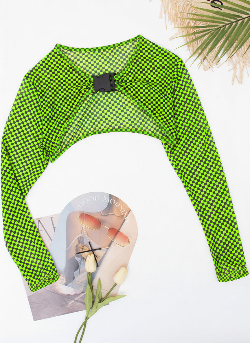 Damen Einteiler Badeanzug mit Cut-Out-Design und langem Arm R&B