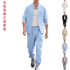 Herren entspannte Cargo-Hose und lässiges Hemd Set R&B