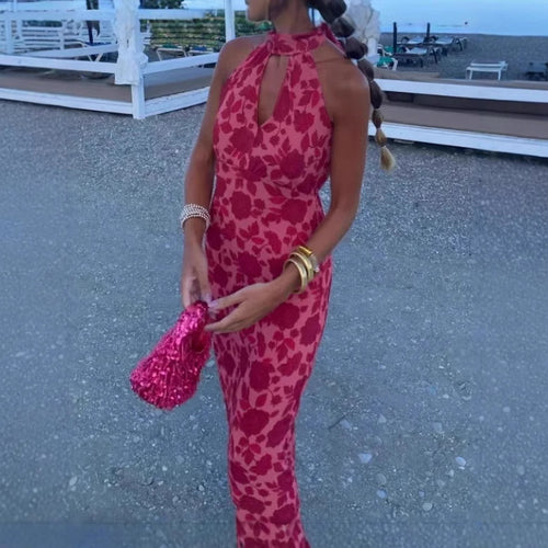 Damen Elegantes Abendkleid mit raffiniertem Ausschnitt und floralem Design R&B