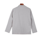 Herren lässige Leinenjacke mit dekorativen Knopfdetails und minimalistischer Schnittführung R&B