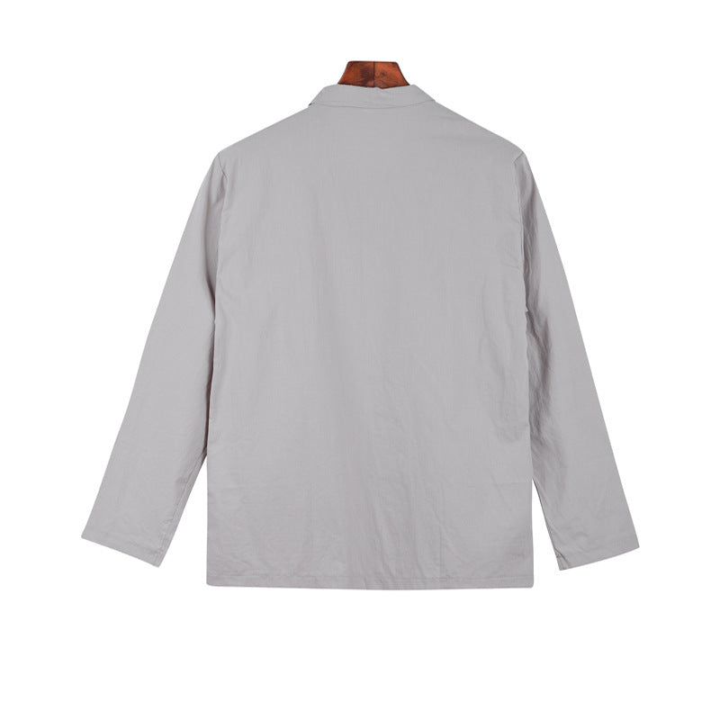 Herren lässige Leinenjacke mit dekorativen Knopfdetails und minimalistischer Schnittführung R&B