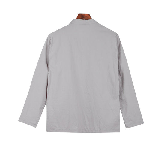 Herren lässige Leinenjacke mit dekorativen Knopfdetails und minimalistischer Schnittführung R&B