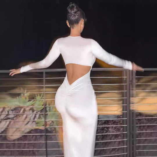 Damen Figurformendes Maxikleid mit kreativen Cut-Outs R&B