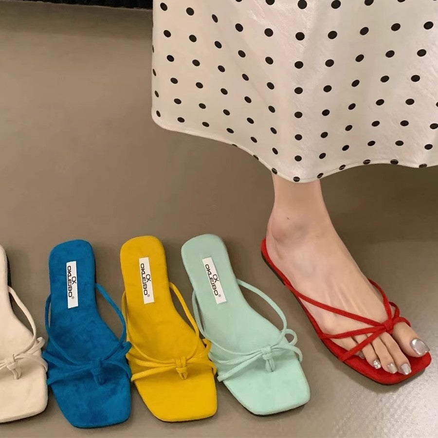 Damen modische Zehentrenner mit eleganten Schnürdetails R&B