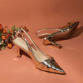 Damen elegante Slingback-Pumps mit metallic glänzendem Obermaterial R&B