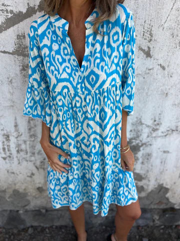 Damen lässiges Strandkleid mit lockerer Passform und schickem Druck R&B