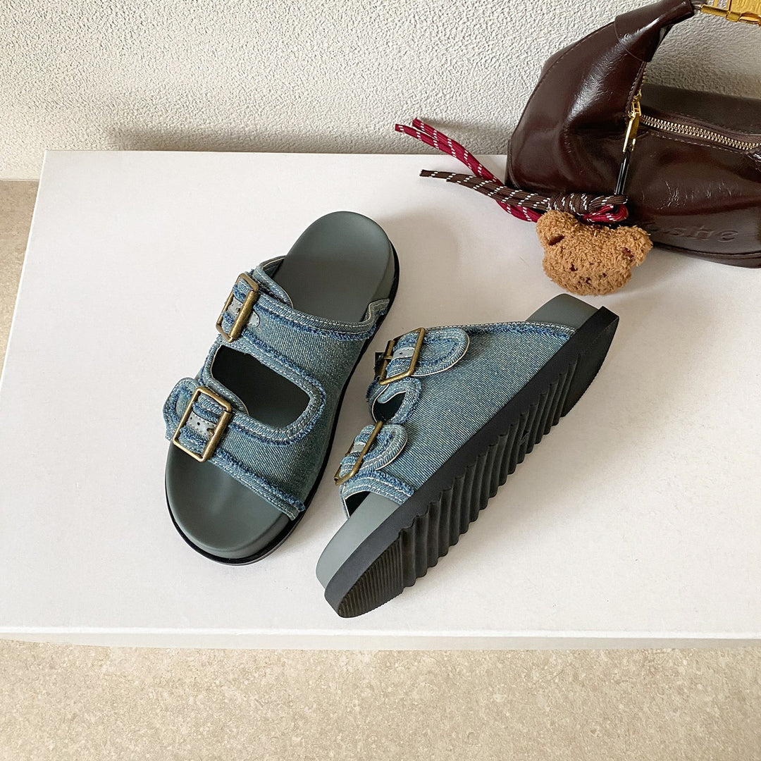Damen Komfortable Sandalen mit doppeltem Schnallenverschluss R&B