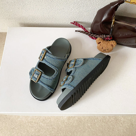 Damen Komfortable Sandalen mit doppeltem Schnallenverschluss R&B