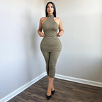 Damen yoga t-shirt und dreiviertel leggings Set R&B