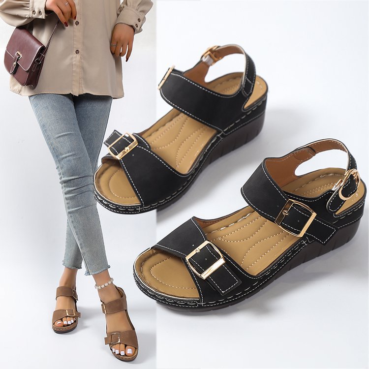 Damen Komfortable Wedge-Sandalen mit verstellbaren Riemen R&B