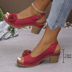 Damen offene Clogs mit floralen Applikationen und atmungsaktiver Löcherstruktur R&B