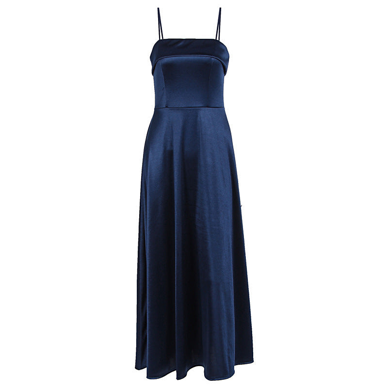 Damen Abendkleid mit feinen Spaghettiträgern und fließendem Rock R&B