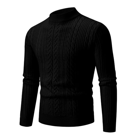 Herren eleganter Rollkragenpullover mit tiefem Zopfmuster und moderner Passform R&B