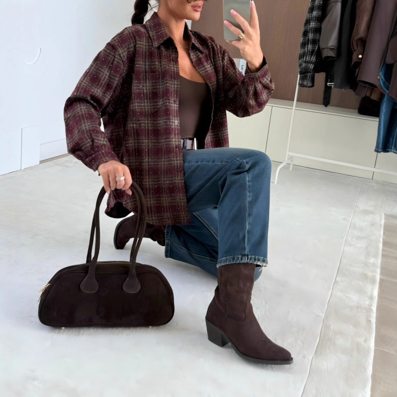 Damen Karierte Oversized-Hemd R&B