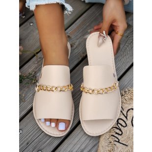 Damen modische Slides mit goldener Kettenverzierung R&B