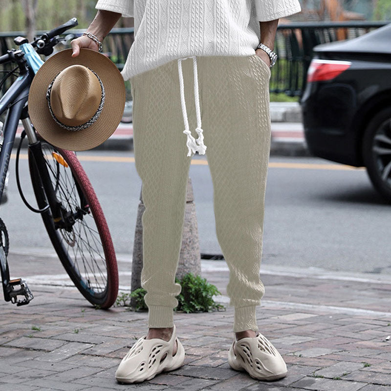 Herren nan Thermo-Zopfstrick-Jogginghose mit breitem Rippenbund und dekorativer Kordel R&B