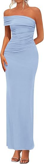 Damen Elegantes Maxi-Kleid mit schulterfreiem Design und raffinierten Drapierungen R&B