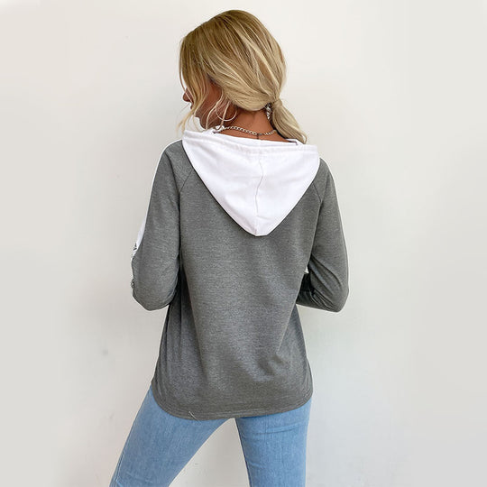 Damen Kapuzenpullover mit elegantem Spitzendesign und kontrastierenden Farben R&B