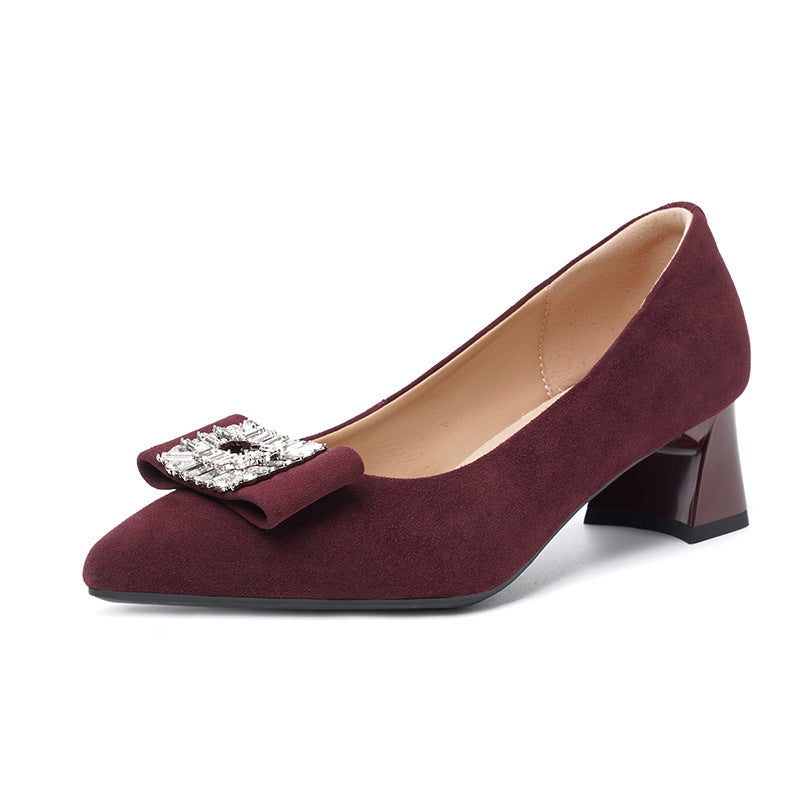 Damen elegante Pumps mit luxuriösem Schmuckdetail und komfortablem Blockabsatz R&B
