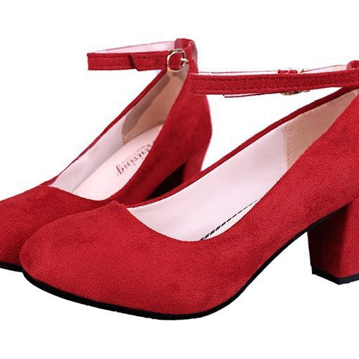 Damen elegante Pumps mit verstellbarem Riemen und komfortablem Blockabsatz R&B