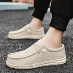 Unisex nan melierter Strick-Mokassin-Slipper mit elastischem Kordelzug und gedämpfter EVA-Laufsohle R&B