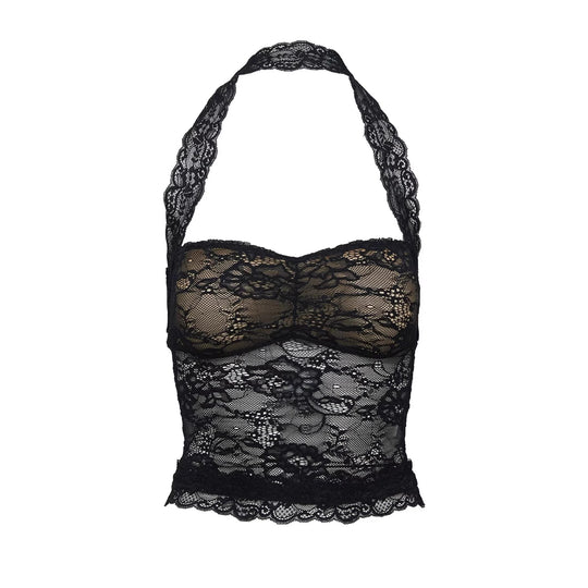 Damen Spitzen-Bustier mit romantischem Häkelmuster und verstellbaren Trägern R&B