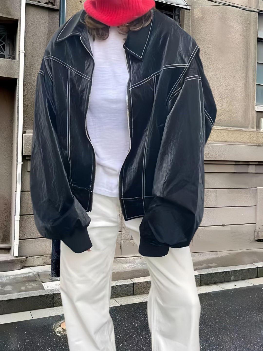 Damen lässige Oversized-Bomberjacke R&B