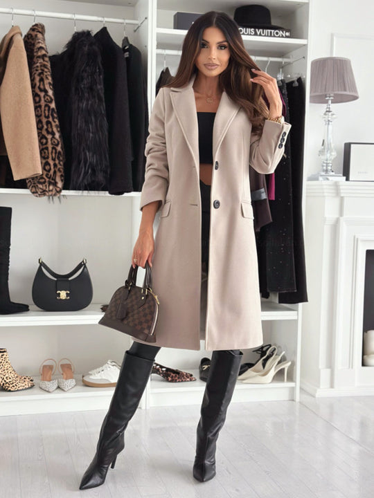 Damen Lange und elegante Winterjacke mit schmalem Schnitt R&B