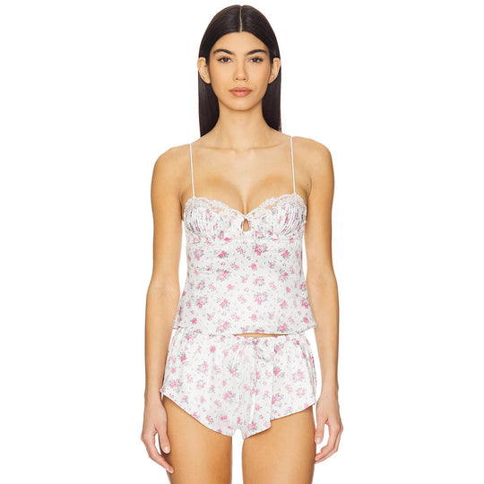 Damen Schlafset mit floralem Design und feinen Spaghettiträgern R&B