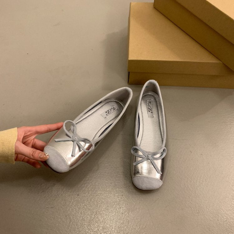 Damen bequeme Ballerinas mit dekorativem Schleifenakzent und elastischem Fußbett R&B