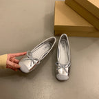 Damen bequeme Ballerinas mit dekorativem Schleifenakzent und elastischem Fußbett R&B