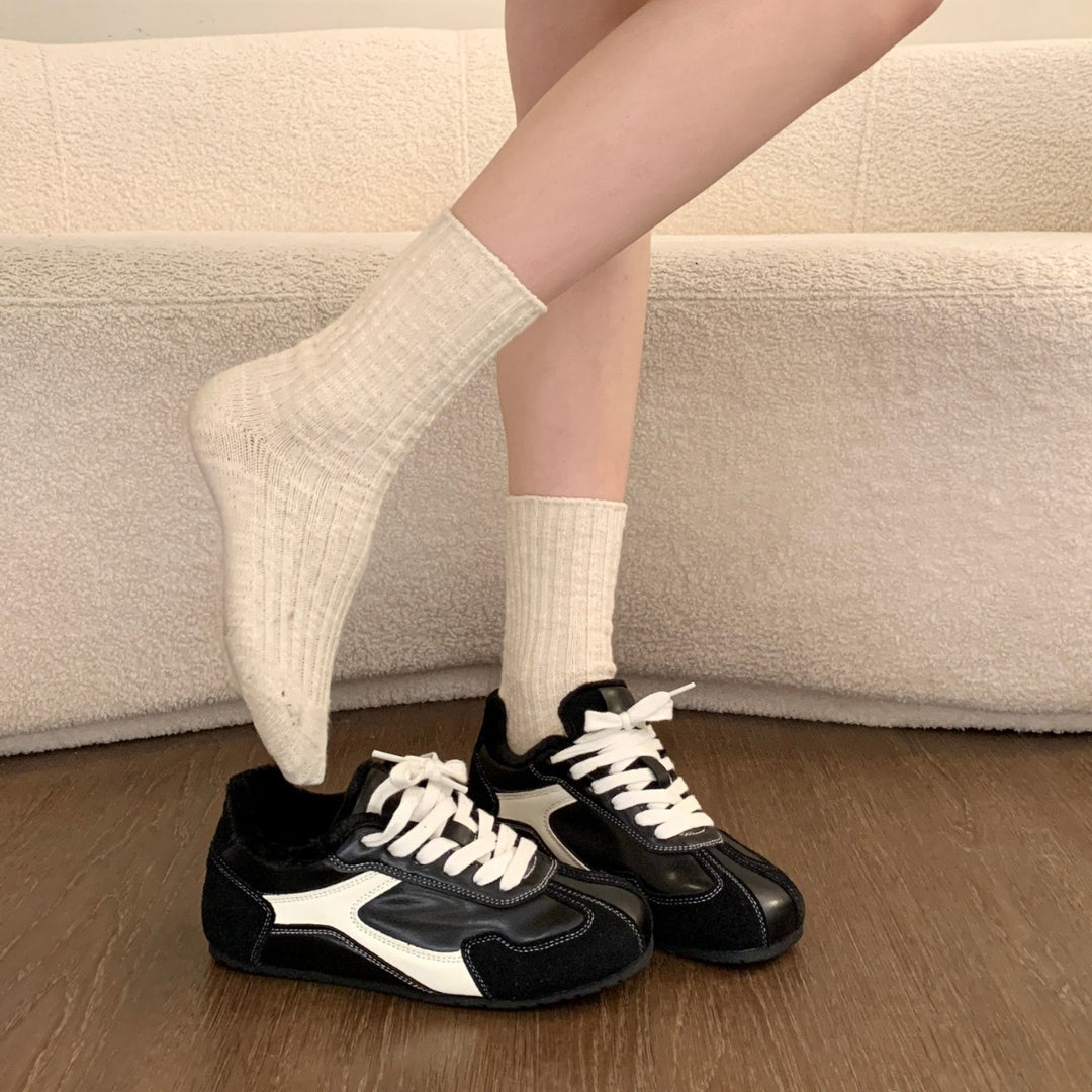 Damen Sneaker mit warmem Kunstfellfutter und rutschfester Sohle R&B
