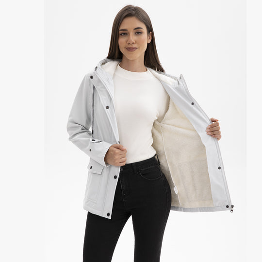Damen wasserabweisende Outdoorjacke mit verstellbarem Kapuzenkragen R&B