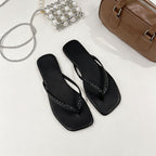 Damen Flip-Flops mit geflochtenem Riemen und bequemer Sohle EB