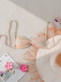 Damen Bandeau-Bikini mit bunten Perlendetails R&B