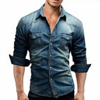 Herren Denim Hemd mit stylishen Pattentaschen und modischem Slim-Fit