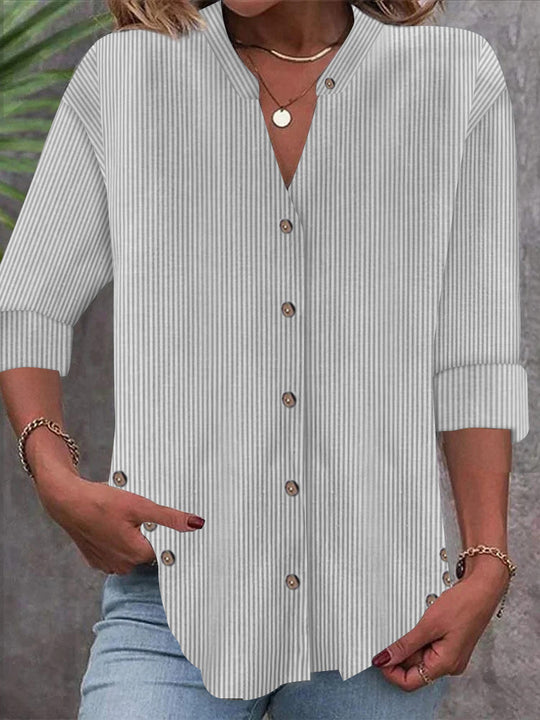 Damen Button-Down Blusenshirt mit eleganten Streifen R&B