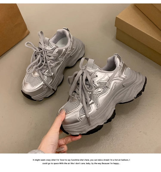 Damen Sportliche Chunky Sneakers mit atmungsaktiven Mesh-Einsätzen und dämpfender Sohle R&B