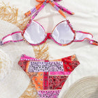 Damen Triangel-Bikini mit verstellbarem Unterteil und einzigartigem Muster R&B