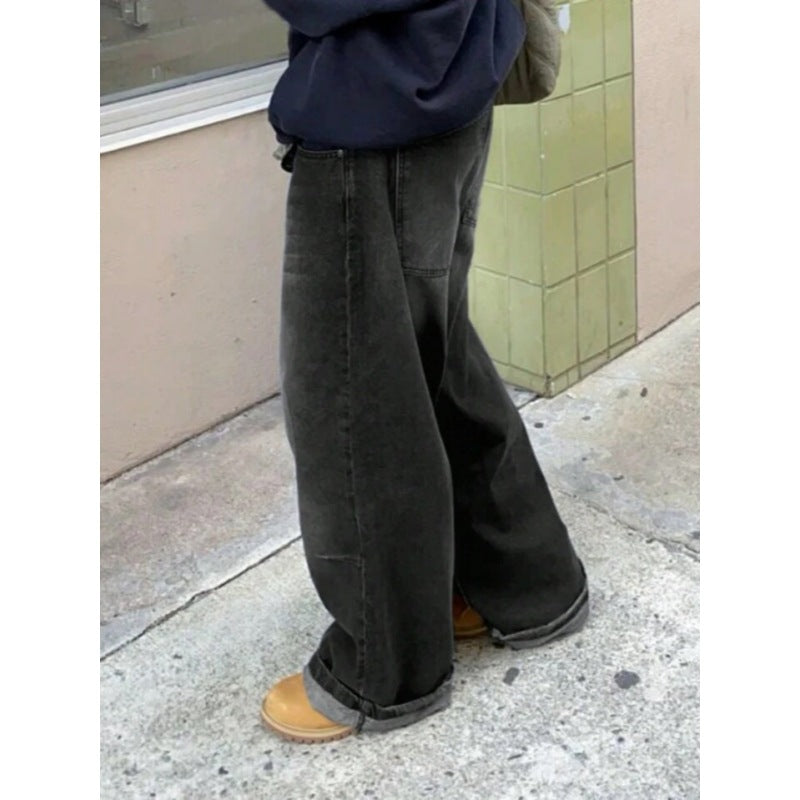 Damen High-Waist Baggy Jeans mit einzigartigem Waschungsverfahren R&B