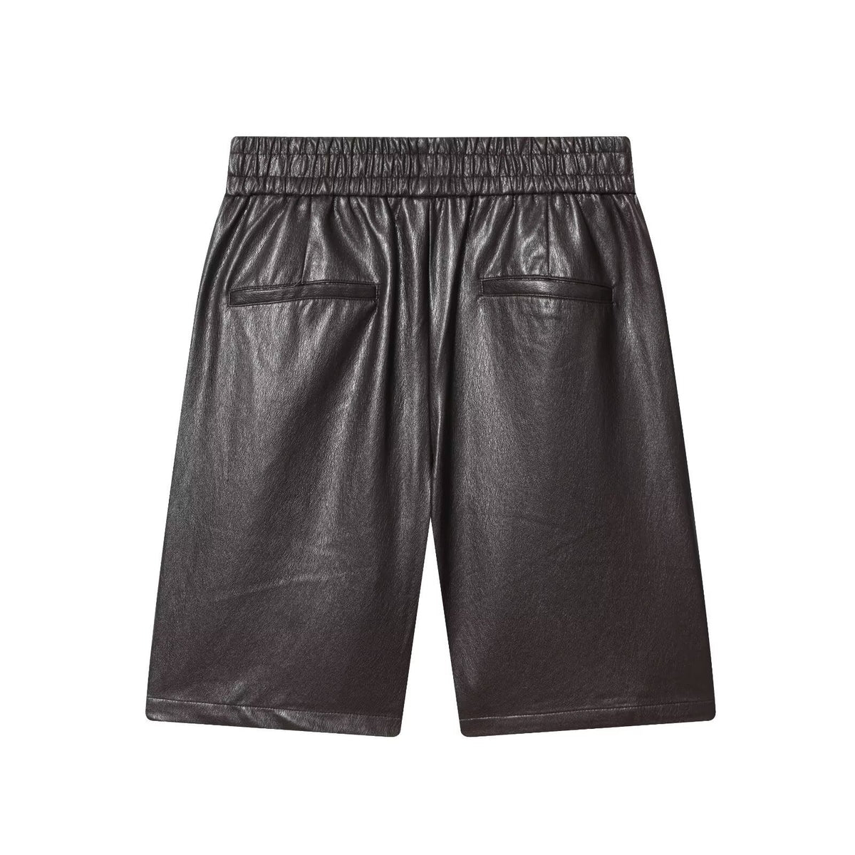 Damen Kunstleder Shorts mit elastischem Bund und modischen Details R&B