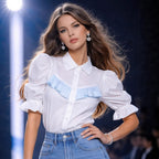 Damen Modische Bluse mit Rüschendetails und Puffärmeln R&B