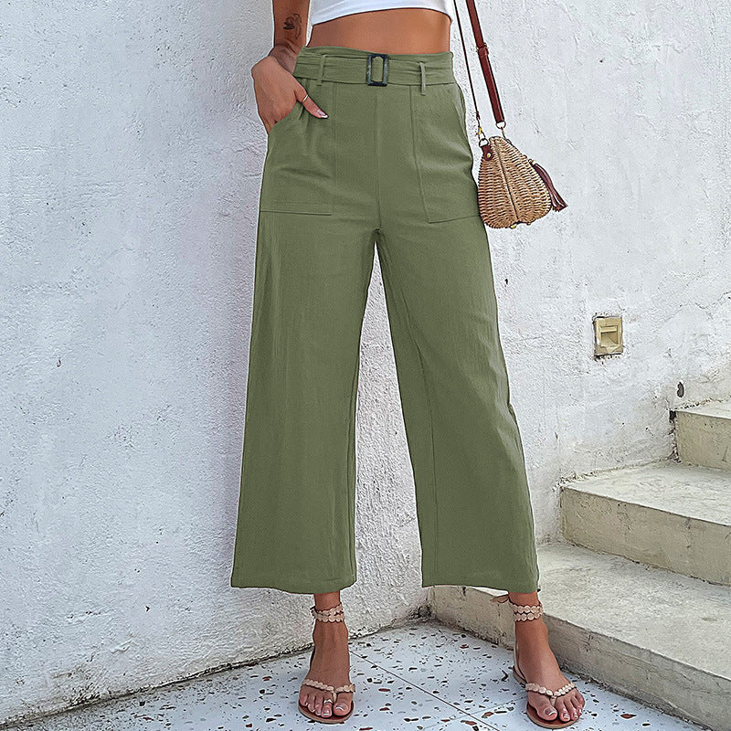 Damen Culotte-Hose mit hohem Bund und Gürtel